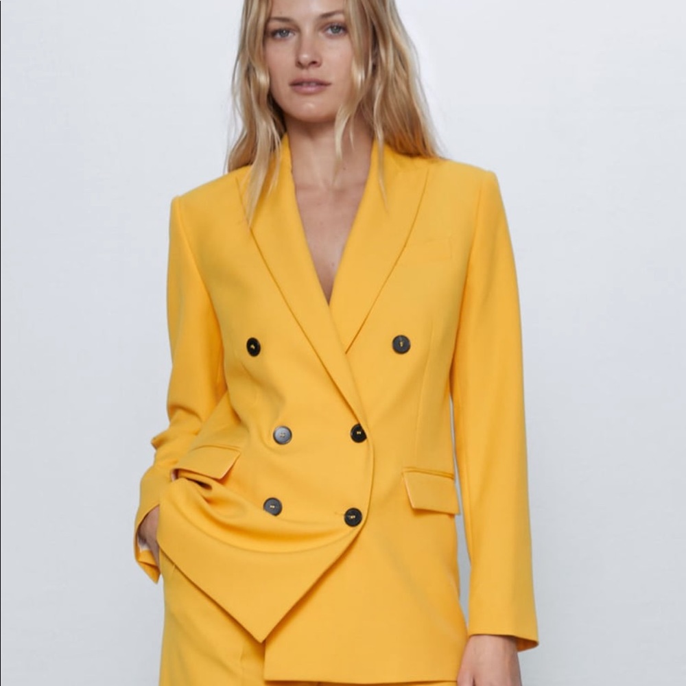 ZARA XL yellow double breast blazer